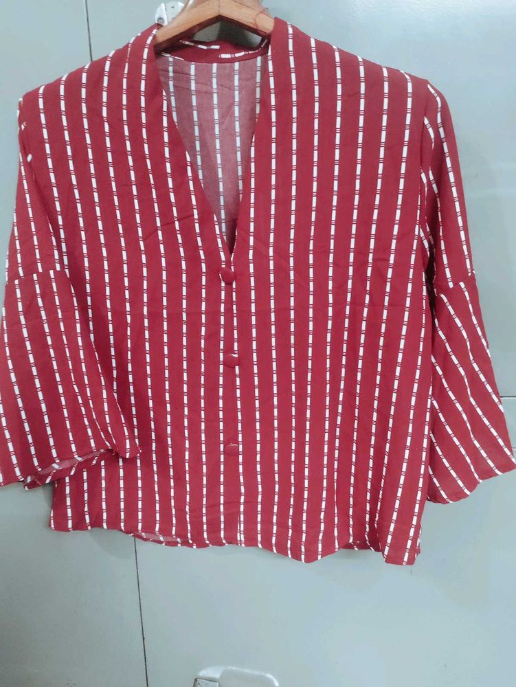 Chic Striped Bell Sleeve shirt top