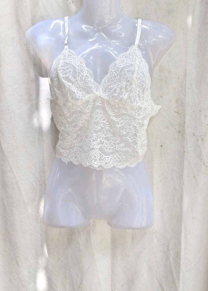 I. White Lace Camisole Top