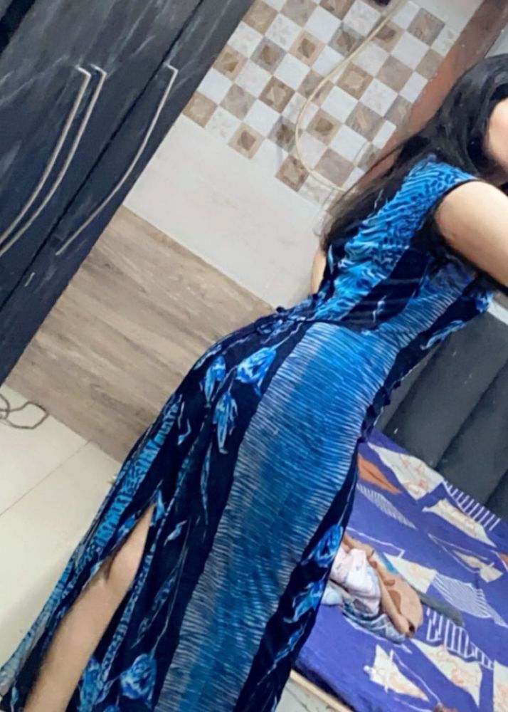 Blue Printed Maxi Dress