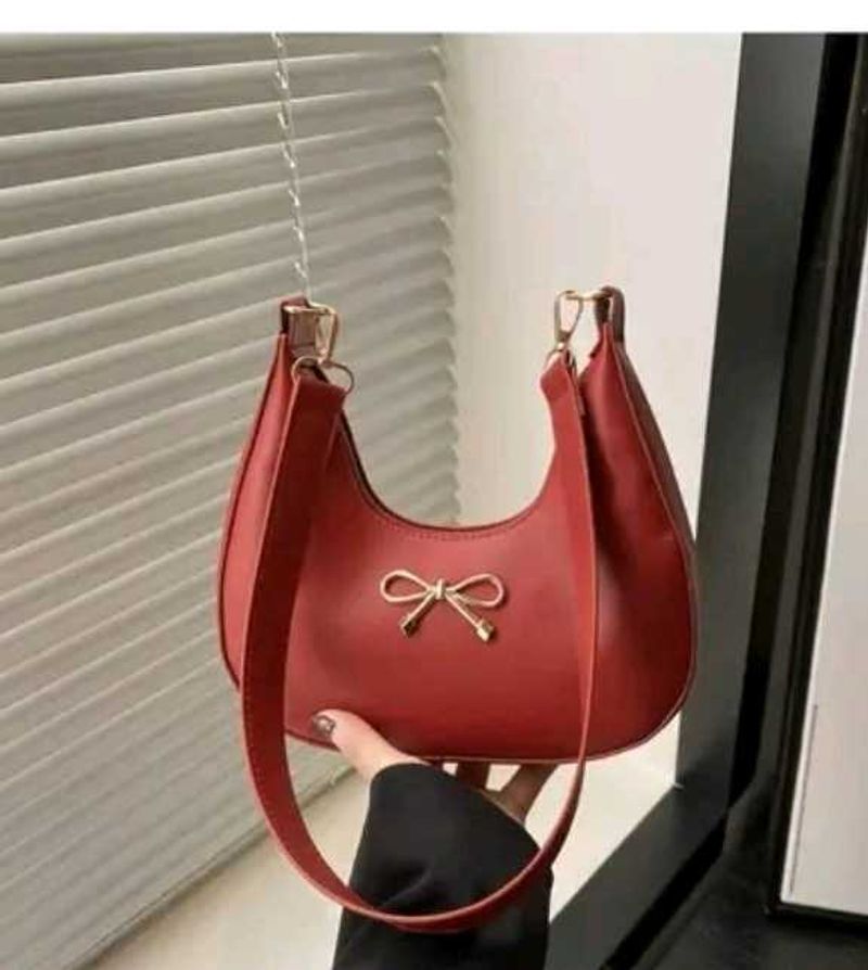 Red Bow Accent Hobo Bag