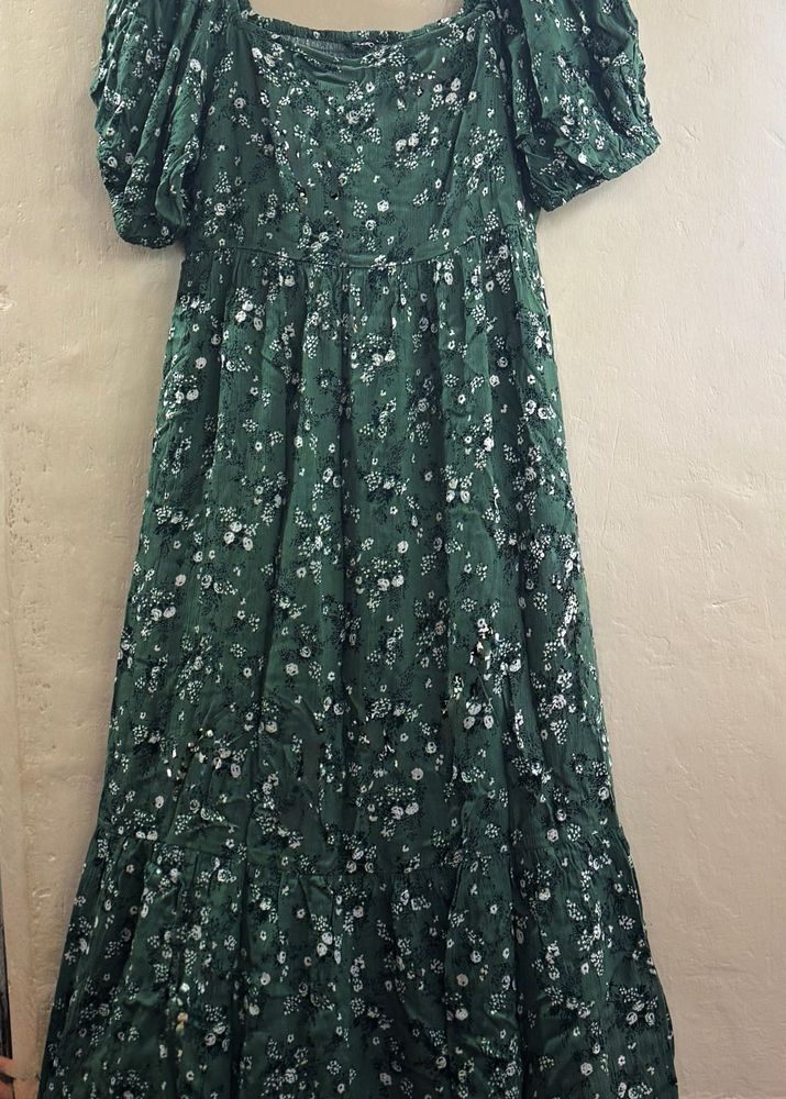 Green Floral Maxi Dress