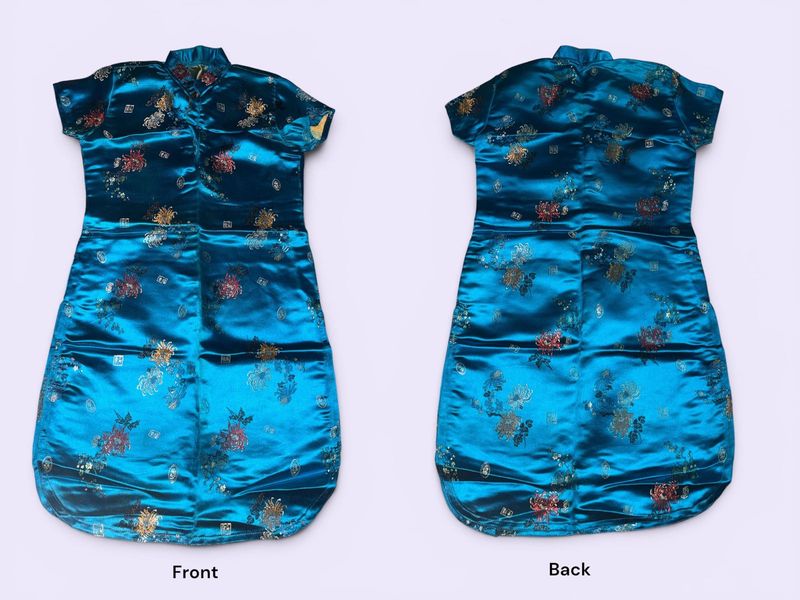 Beautiful Blue Silk Brocade Dress