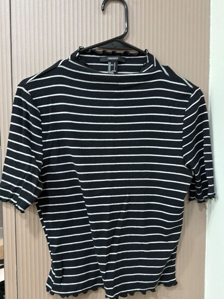 Striped Mock Neck Top