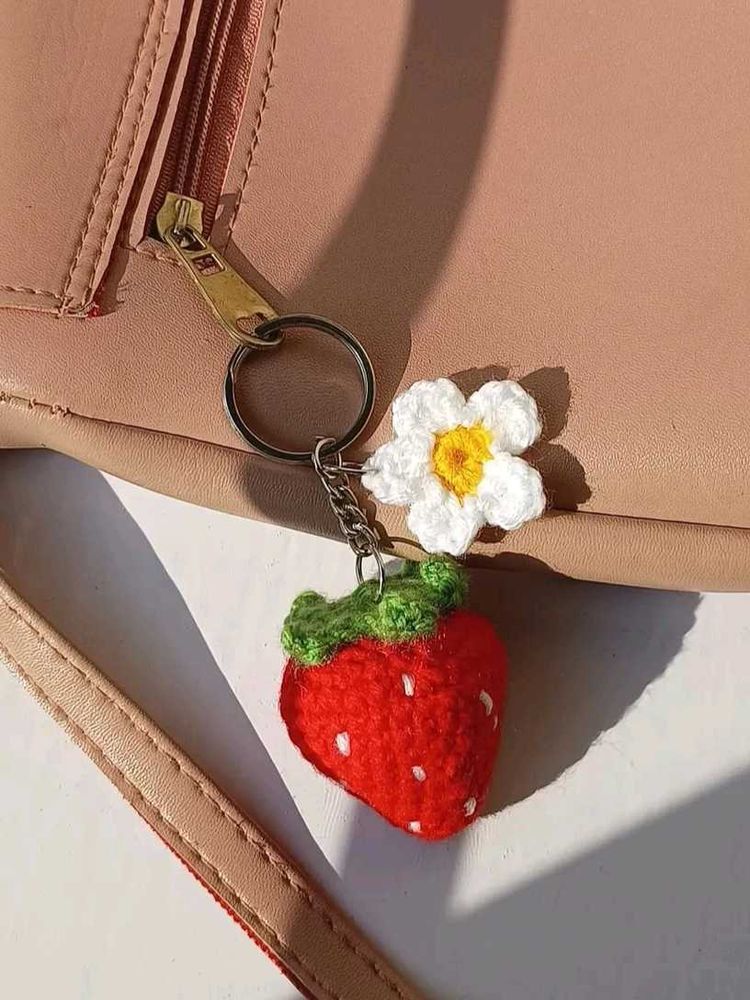 Cute Strawberry &amp; Flower Keychain