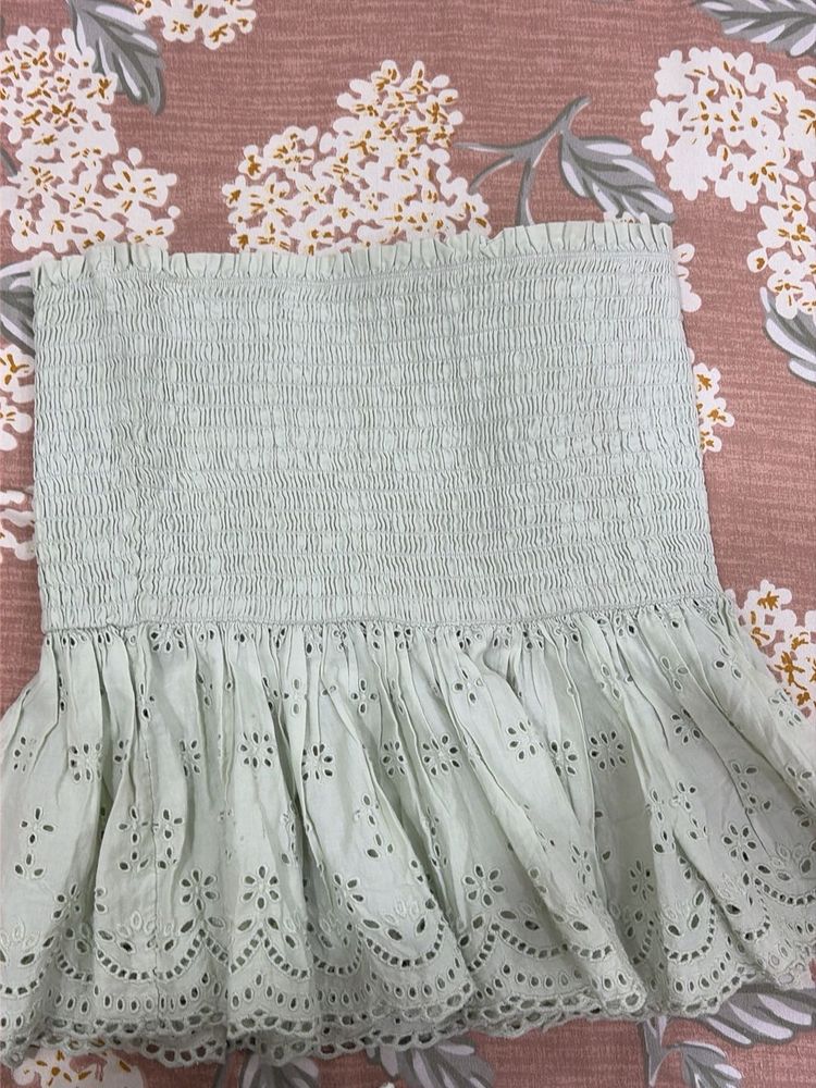 Smocked Eyelet Tube Top