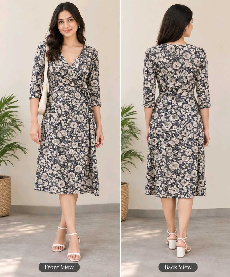 L.k. bennett Floral Print Silk Wrap Dress