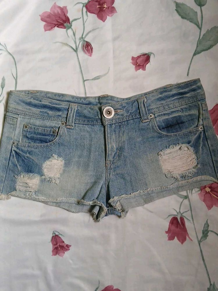 Distressed Denim Shorts