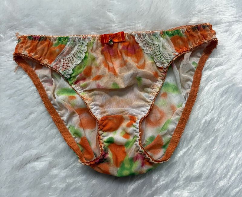 Floral Print Sheer Bikini Briefs