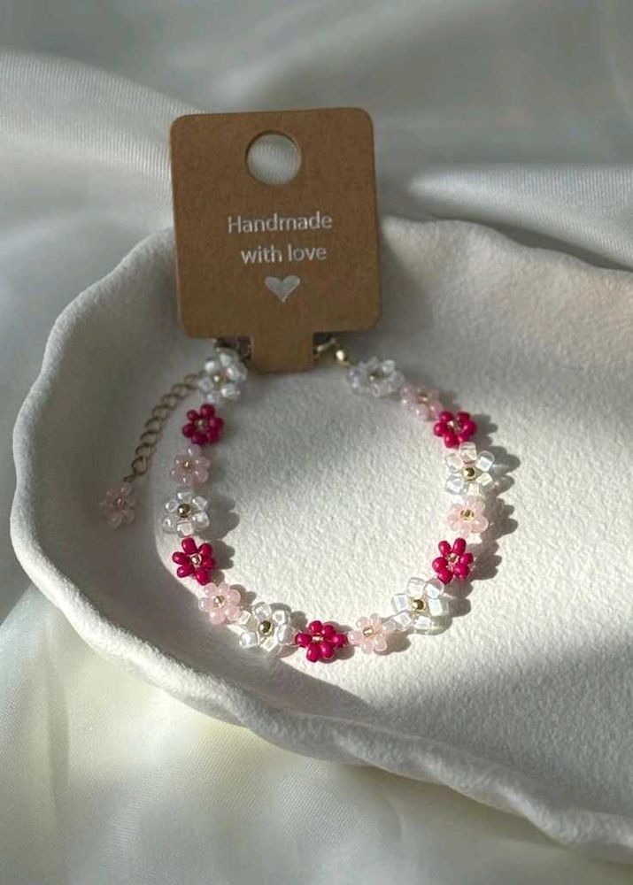 Handmade Beaded Flower Bracelet