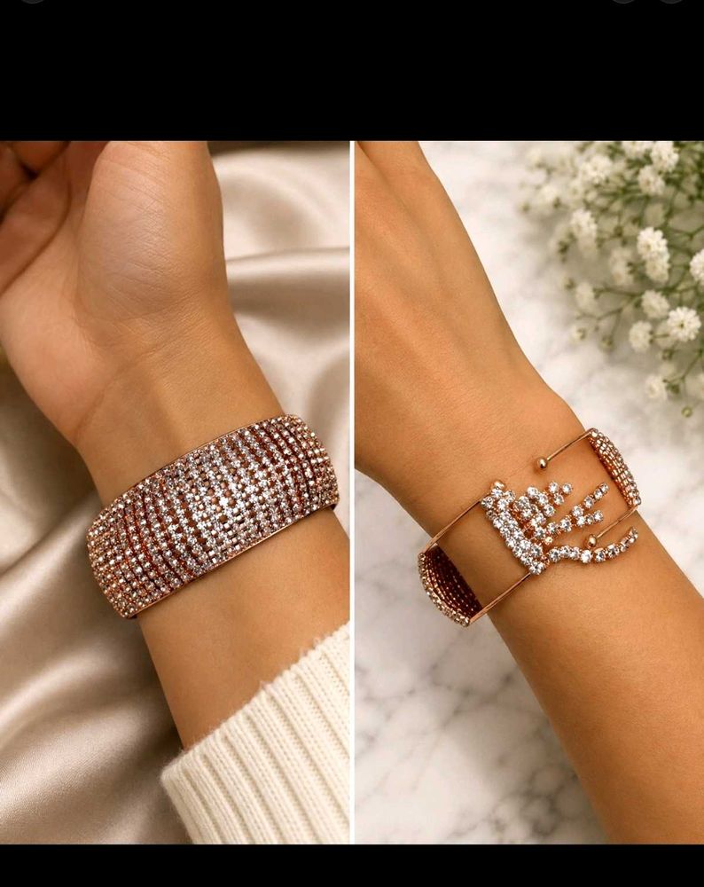 Elegant Rose Gold Crystal Bracelet Set ✨