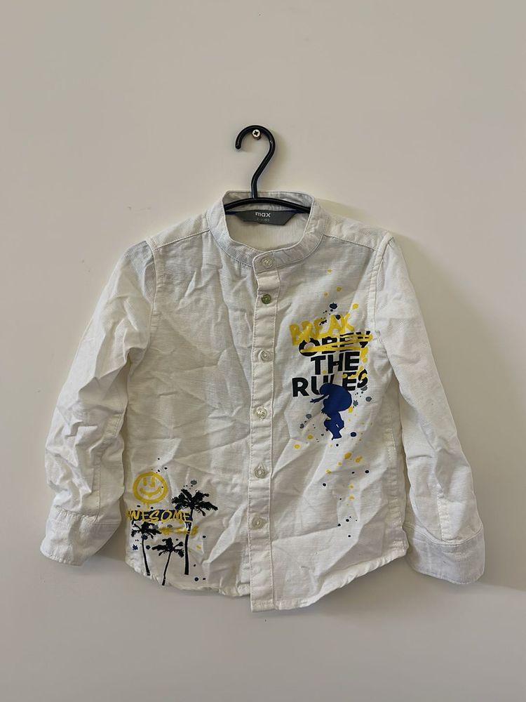Graphic Print Boys Button-Down Shirt