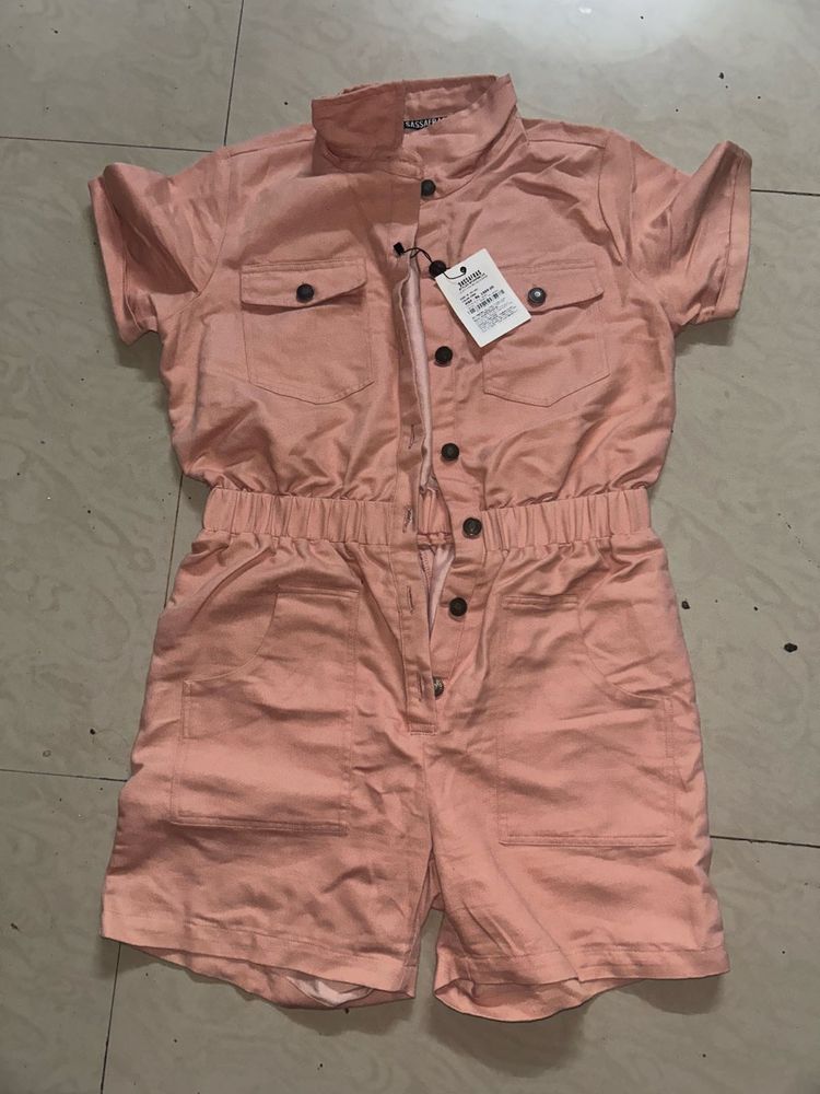 Chic Pink Utility Jumpsuit Shorts