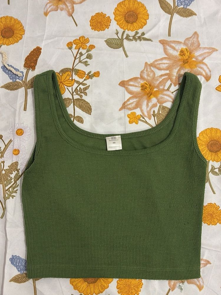 Olive Green Ribbed Tank Top