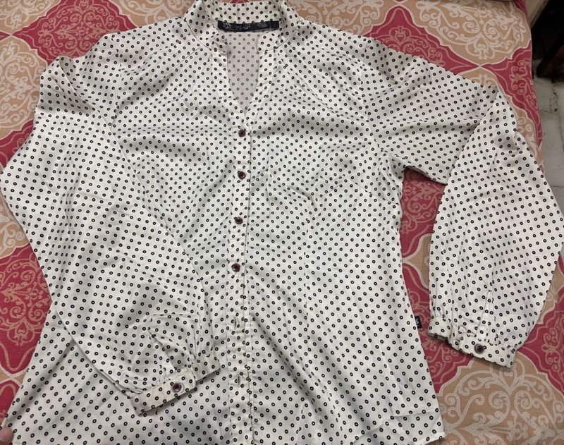 Chic Polka Dot Long Sleeve Blouse