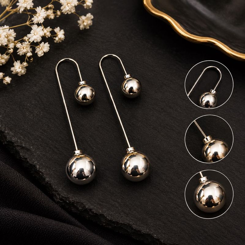 Elegant Silver Ball Drop Earrings