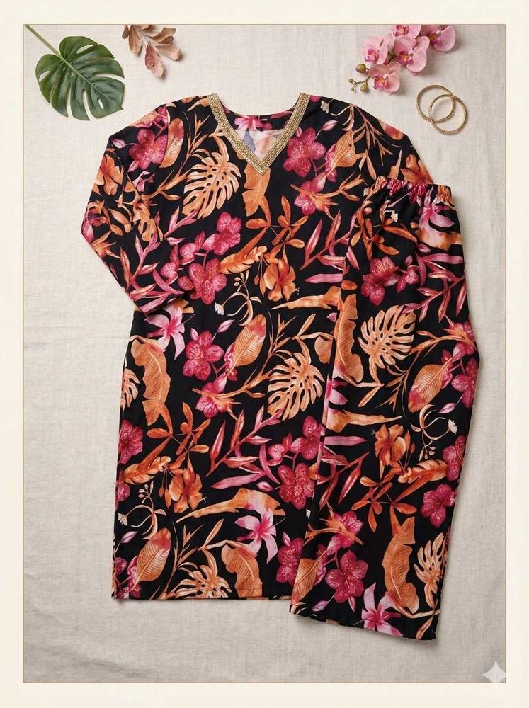 Vibrant Floral Kurta &amp; Pants Set