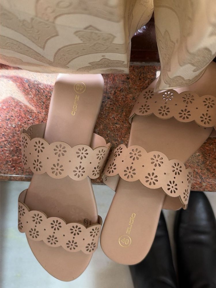 Stylish Laser-Cut Slip-On Sandals