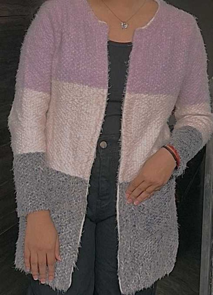 Cozy Colorblock Fuzzy Cardigan