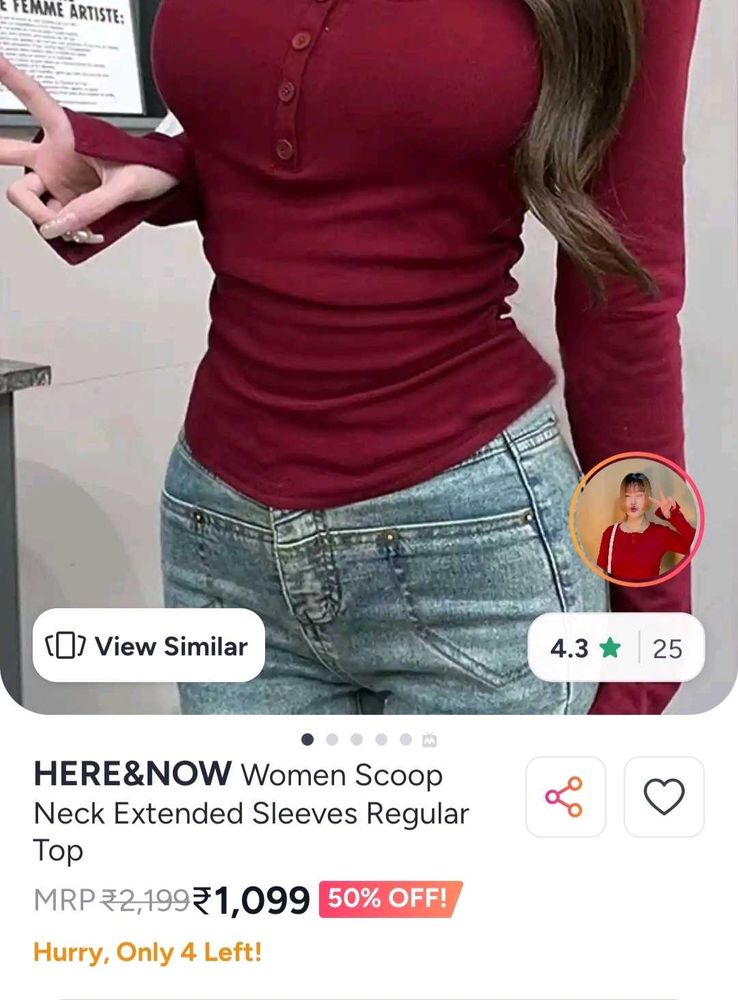 Burgundy Long Sleeve Button-Down Top