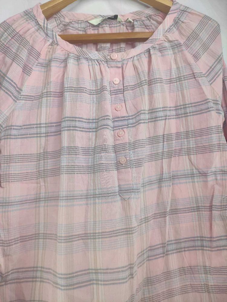 Pink Plaid Button-Up Top LR-2