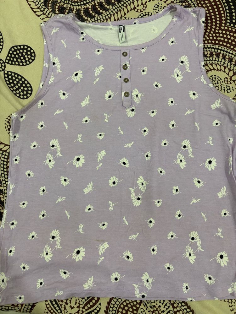 Lavender Floral Henley Tank Top