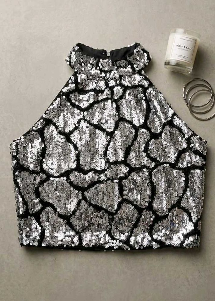 Sparkling Sequin Halter Top