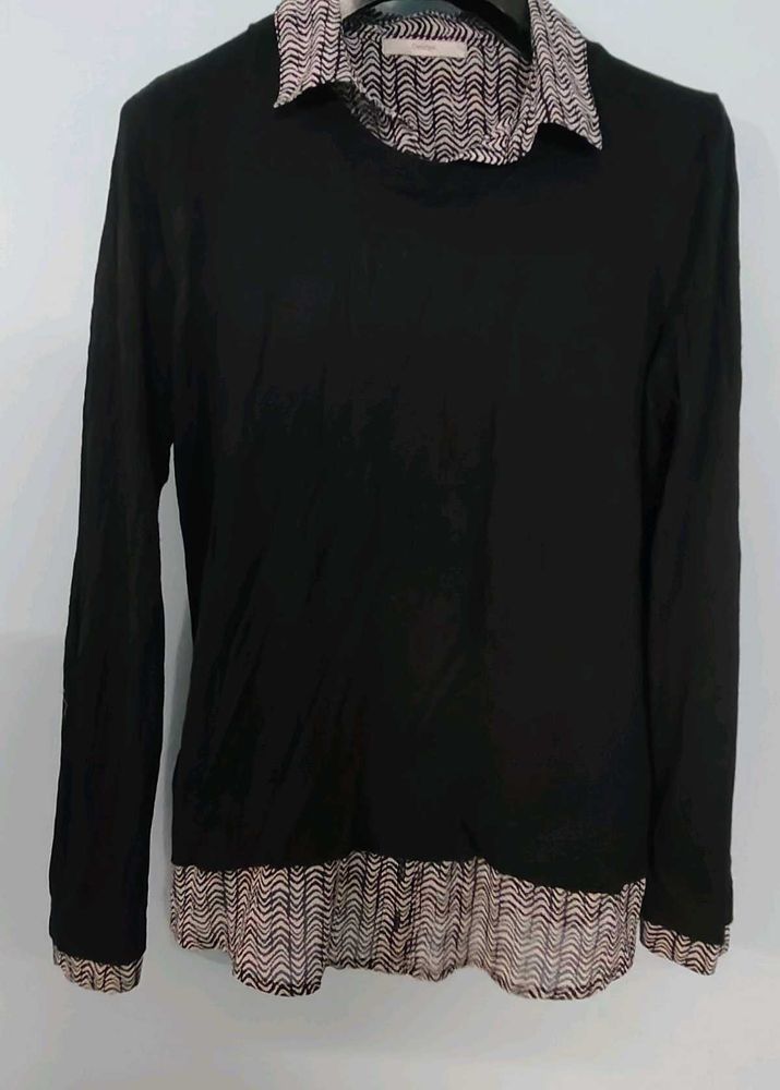Chic Layered Black &amp; Patterned Top