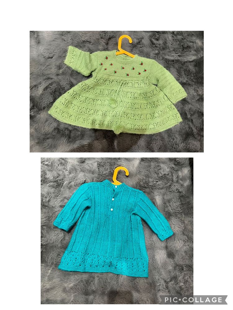 2 Cute Knitted Baby Dresses