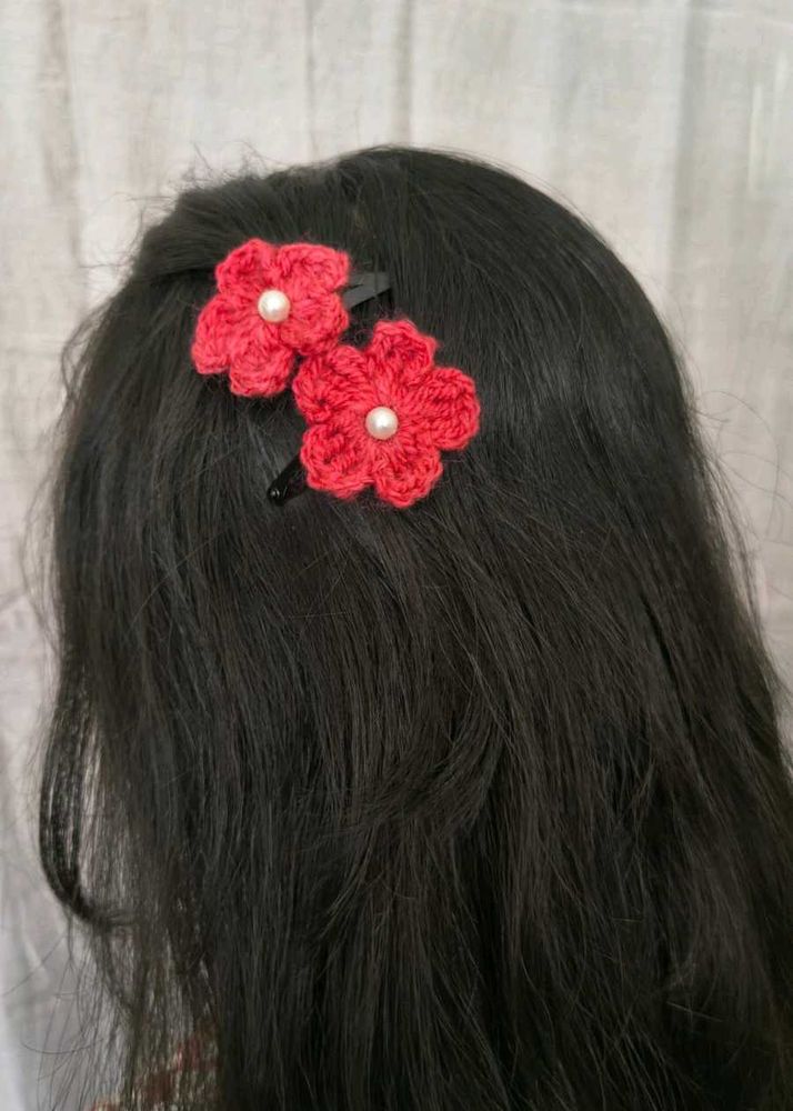 Cute Crochet Flower Hair Clips