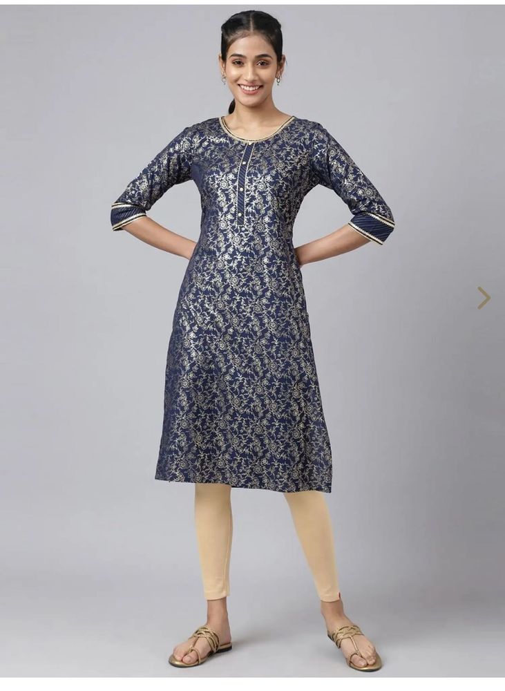 Elegant Aurelia Navy Floral Kurta