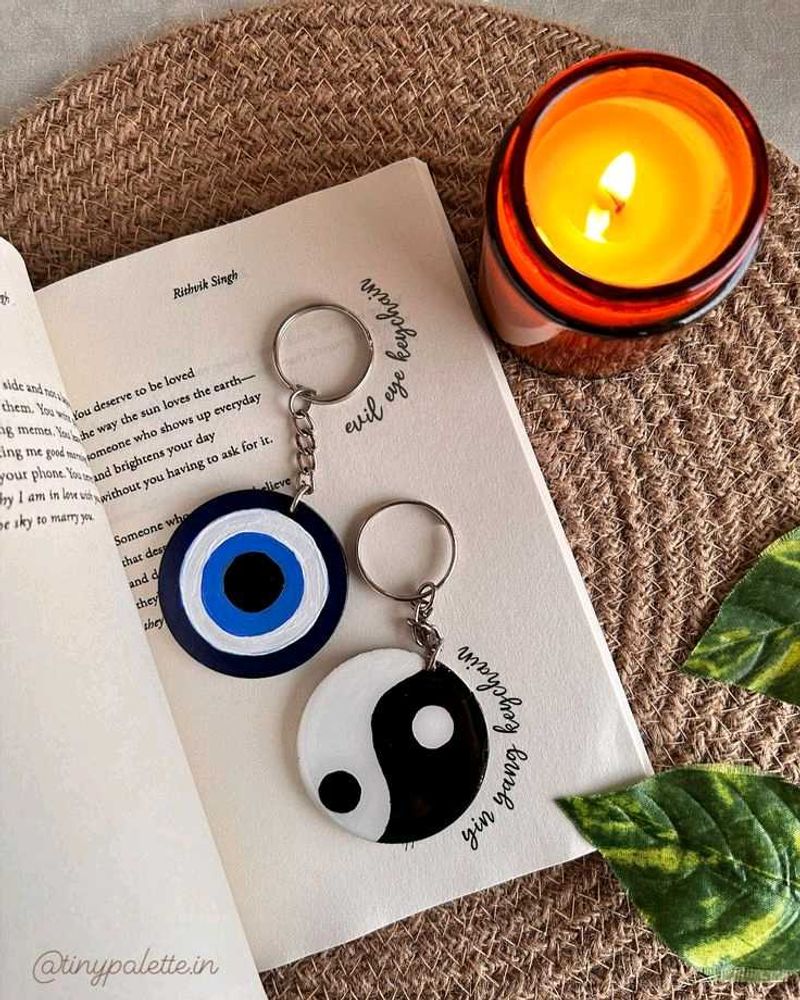 Evil Eye &amp; Yin Yang Keychain Set