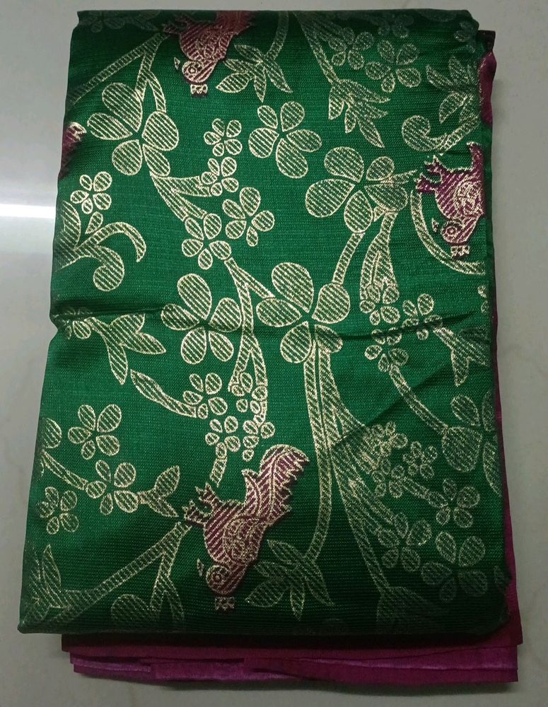 Green Maroon Mysore Silk Saree
