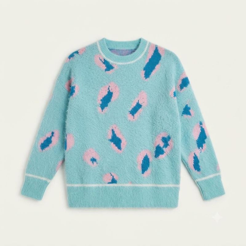 Cozy Blue Leopard Print Sweater