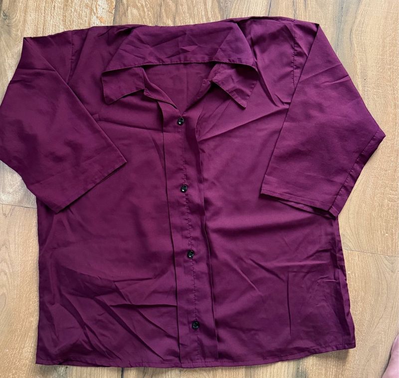 Burgundy Button-Up Shirt