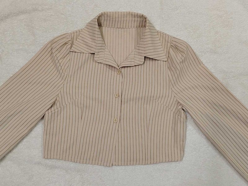 Striped Button-Up Cropped shirt