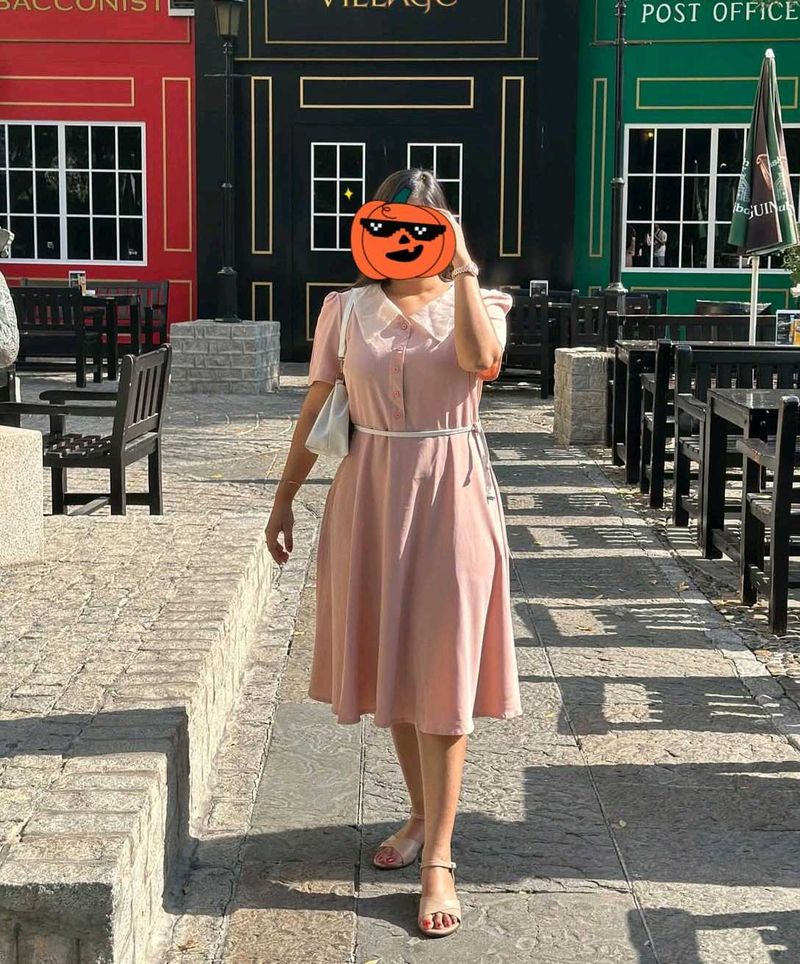 Korean Peach Dress (Belt Not Available)..