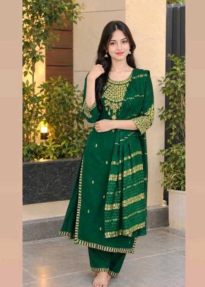 Emerald Green Kurta Set with duppata