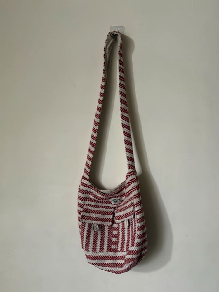 Boho Striped Hemp Sling Bag