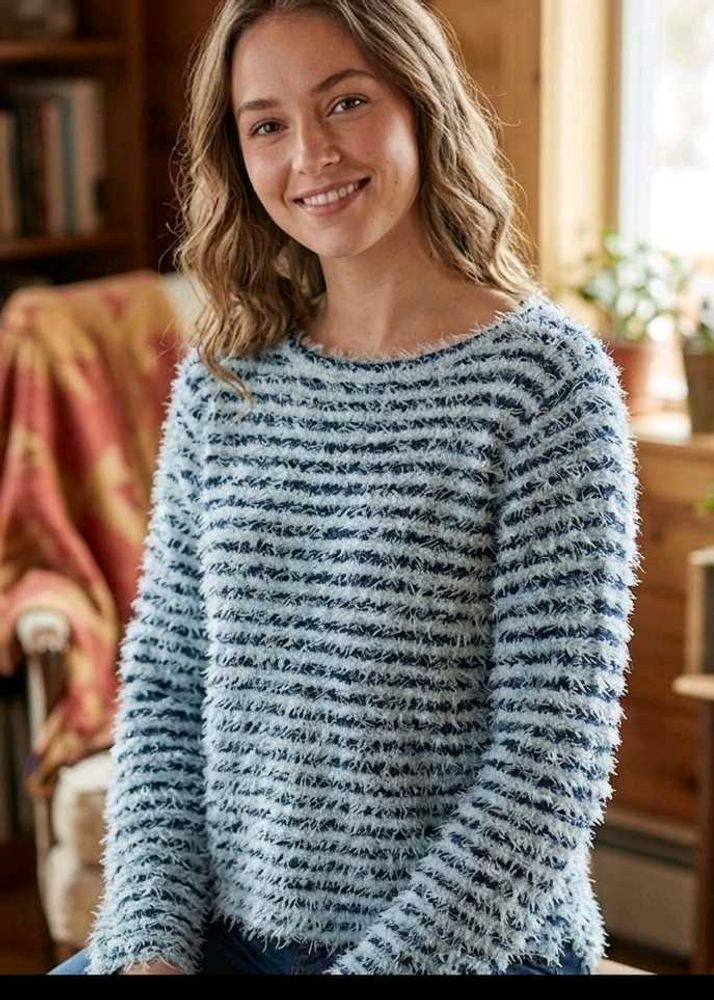Blue and white striped top