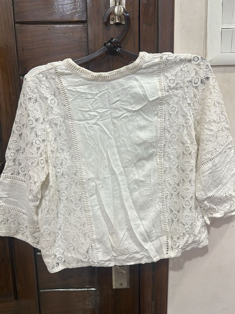 Elegant White Lace Crop Top