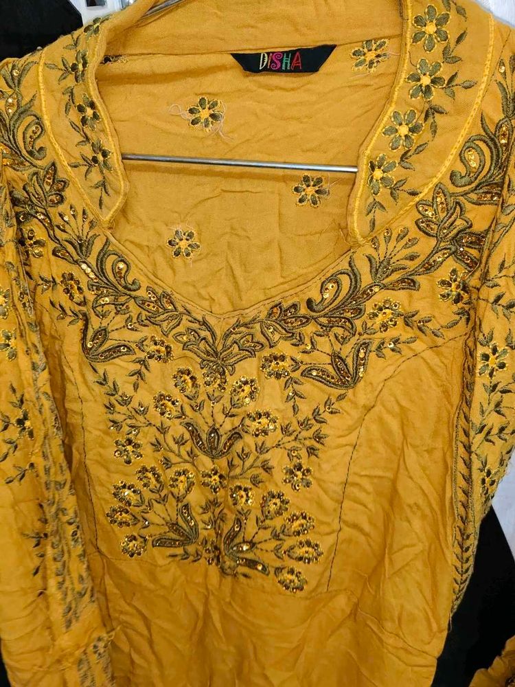 Long kurti with shrug full embroidery work