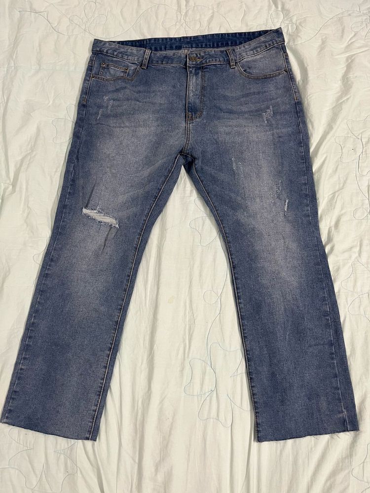 Distressed Blue Denim Jeans unisex