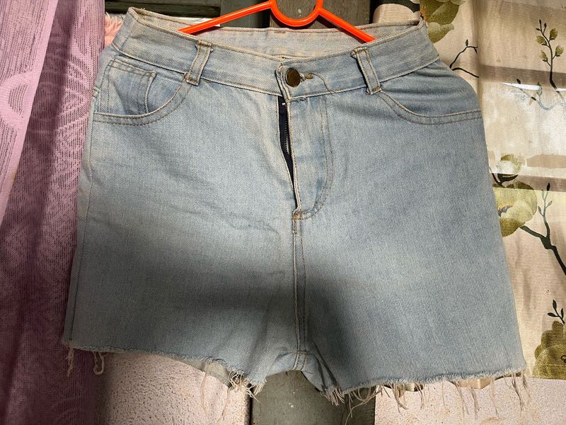 Light Wash Denim Cutoff Shorts