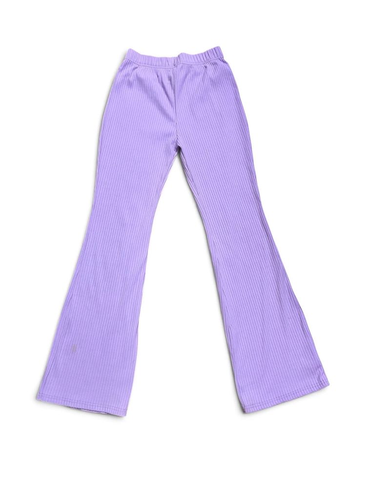 Lilac Ribbed Flared Pants