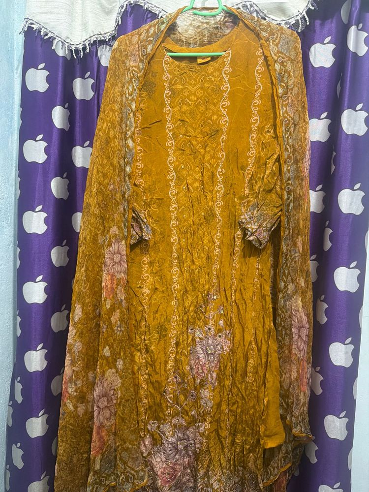 Stylish Mustard Kurta Set with Dupatta
