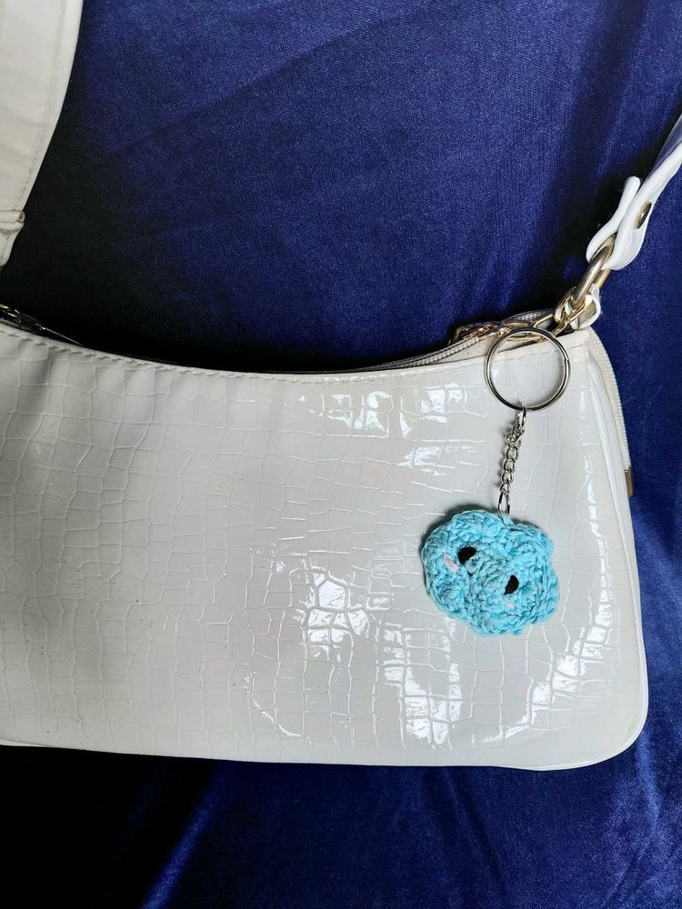 Crochet cloud bag charm and keychain