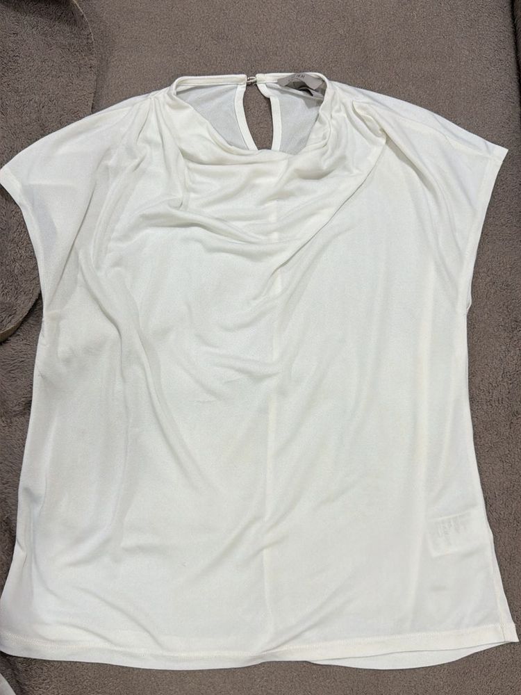 Elegant White cown neck Top