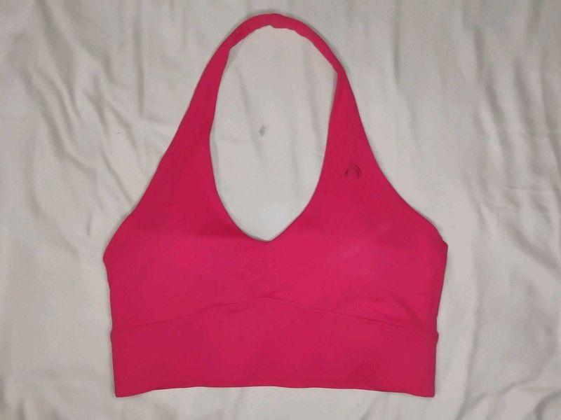 Red Halter Padded Sports Bra L size