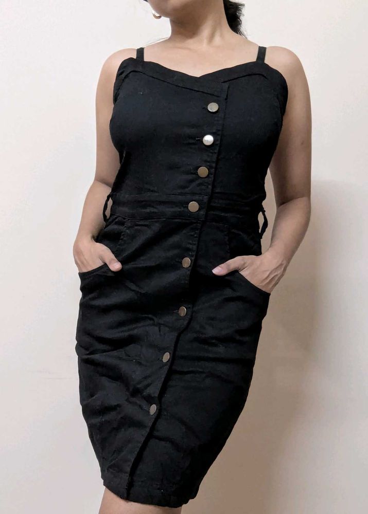 Black button down bodycon dress