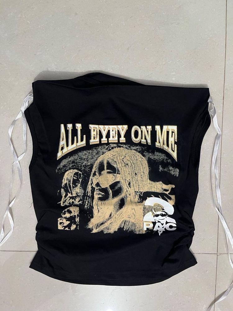 Graphic Print Black Tank Top